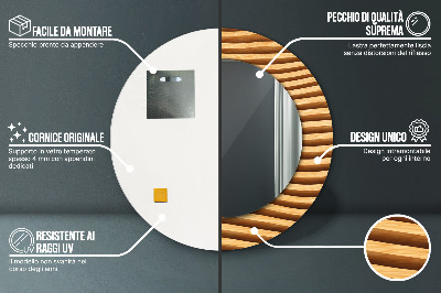 Kulaté dekorativní zrcadlo Dřevěná vlna