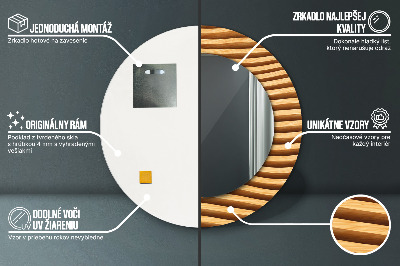 Kulaté dekorativní zrcadlo Dřevěná vlna