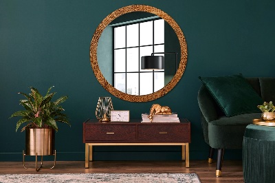 Kulaté dekorativní zrcadlo Dubové dřevo