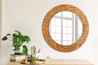 Kulaté dekorativní zrcadlo Dubové dřevo