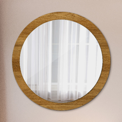 Kulaté dekorativní zrcadlo Rustikální dub
