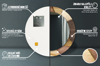 Kulaté dekorativní zrcadlo Geometrické 3d dřevo