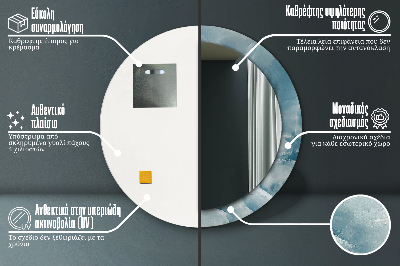 Kulaté dekorativní zrcadlo na zeď Modrý onyx mramor