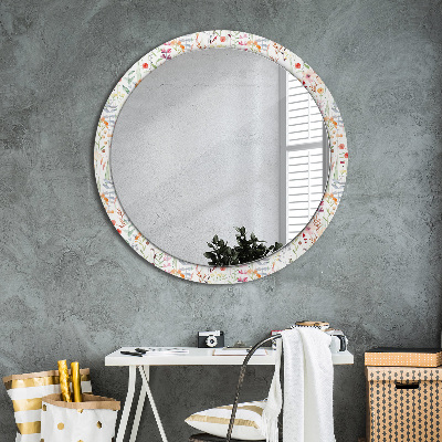 Kulaté zrcadlo tištěný rám Divoké květiny