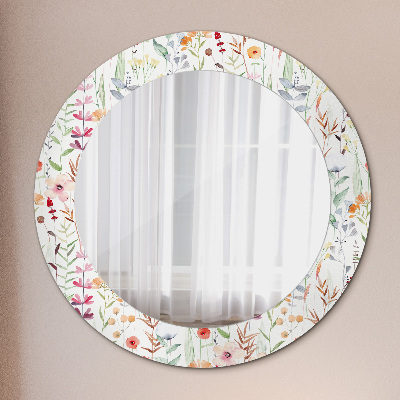 Kulaté zrcadlo tištěný rám Divoké květiny