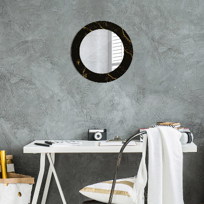 Kulaté zrcadlo s dekorem Černý mramor
