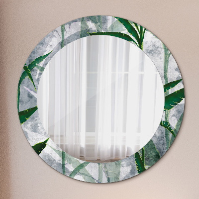 Kulaté dekorativní zrcadlo Tropické listy
