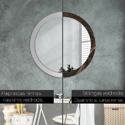 Kulaté zrcadlo tištěný rám Hnědý mramor