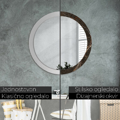 Kulaté zrcadlo tištěný rám Hnědý mramor