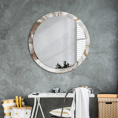 Kulaté dekorativní zrcadlo Jasný mramor