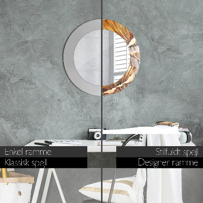Kulaté dekorativní zrcadlo Zlaté listy