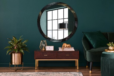 Kulaté dekorativní zrcadlo Tmavé tropické listy