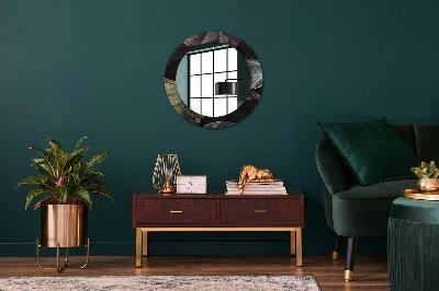 Kulaté dekorativní zrcadlo Tmavé tropické listy