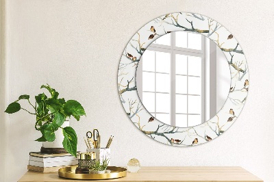 Kulaté dekorativní zrcadlo Větve vrabců ptáků