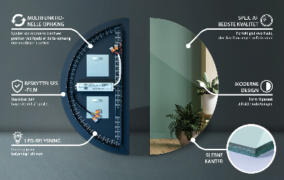 Půlkruhové zrcadlo s LED podsvícením