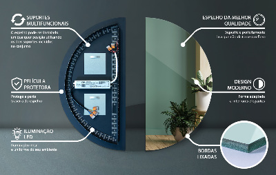 Půlkruhové zrcadlo s LED podsvícením