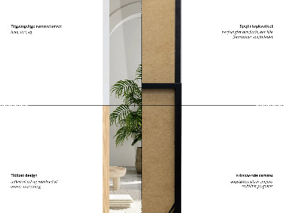 Stojací zrcadlo v černém rámu 36x156 cm