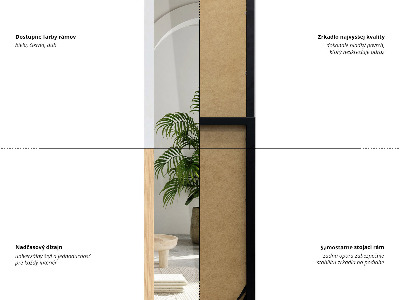 Stojací zrcadlo v dubovém rámu 36x156 cm