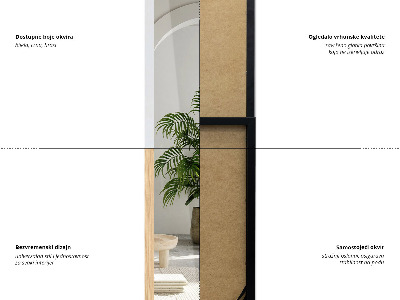 Stojací zrcadlo v dubovém rámu 36x156 cm