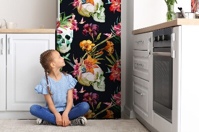 Magnet na ledničku dekorativní Lebky a květiny