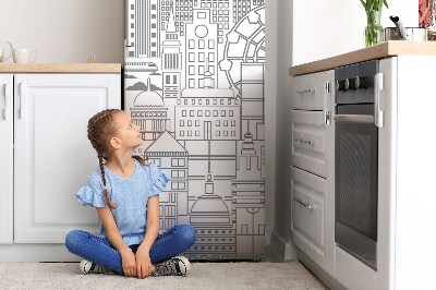 Magnet na ledničku dekorativní Nakreslené město