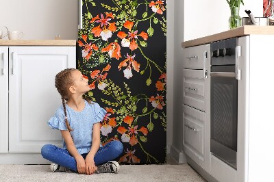 Magnetická podložka na lednici Červené květy