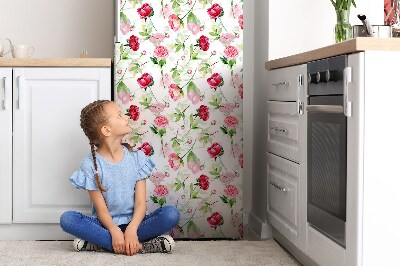 Magnetická podložka na lednici Červené květy