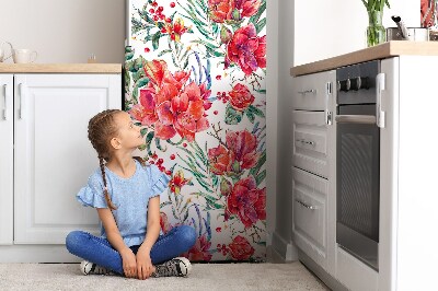 Magnet na ledničku dekorativní Červené květy
