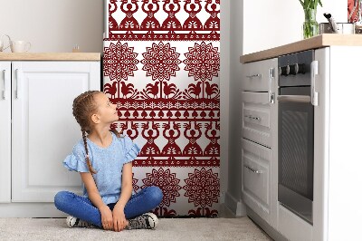 Magnetická podložka na lednici Červené lidové vzory