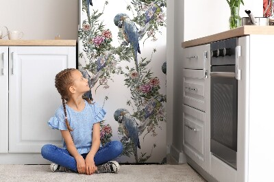 Magnet na ledničku dekorativní Papoušky květinové pozadí