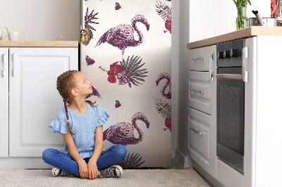 Magnet na ledničku dekorativní Plameňáci a ibišky