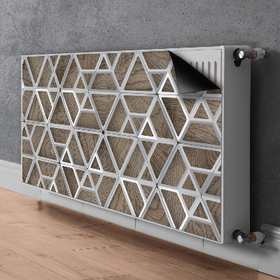 Dekorativní magnet na radiátor Kovový vzor na dřevě