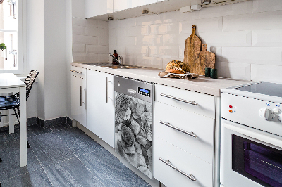 Magnet na myčku Černé a bílé růže