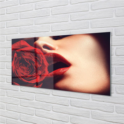 akrylový obraz Rose žena v ústech