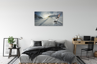 akrylový obraz Deska ve sněhu horách