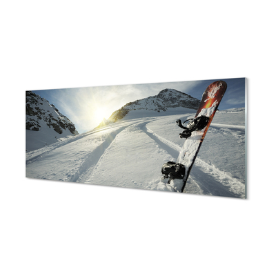 akrylový obraz Deska ve sněhu horách