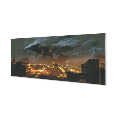 akrylový obraz Město v noci kouř monster