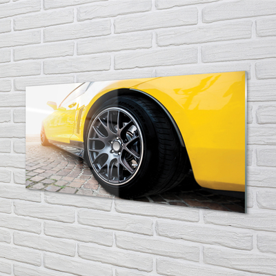 akrylový obraz žluté auto