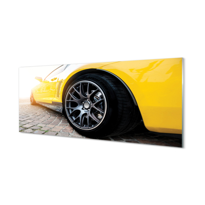 akrylový obraz žluté auto