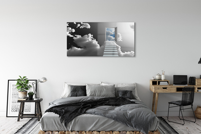 akrylový obraz Schody mraky dveře
