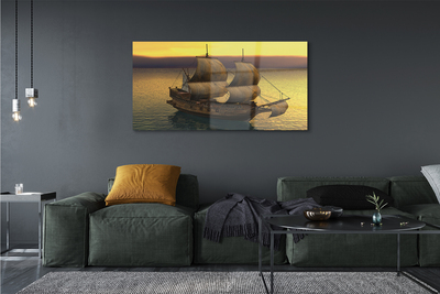 akrylový obraz Yellow sky ship sea