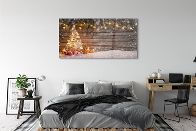akrylový obraz Vánoční strom dekorace sníh