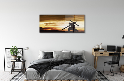 akrylový obraz Jesus cross západ slunce