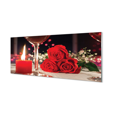 akrylový obraz Růže svíčka sklo