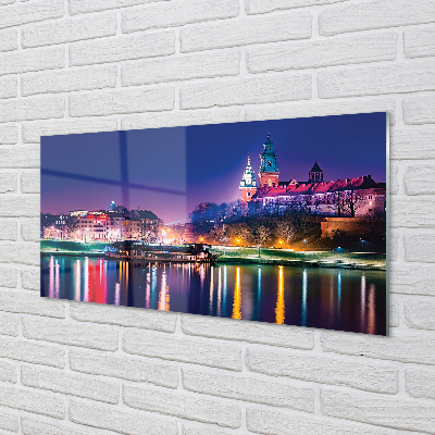 akrylový obraz Krakow City noc řeka
