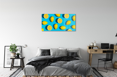 akrylový obraz Citrony na modrém pozadí