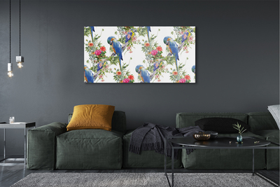 akrylový obraz Ptáci na větvi s květinami