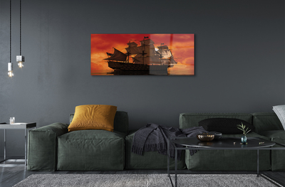 akrylový obraz Loď moře oranžová obloha