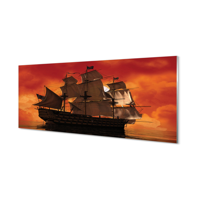 akrylový obraz Loď moře oranžová obloha