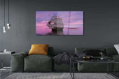 akrylový obraz Fialové nebe ship sea